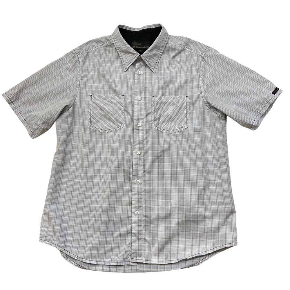 Men’s Vans Blue and Grey Plaid Short Sleeve Button Down Casual Shirt Size‎ Large